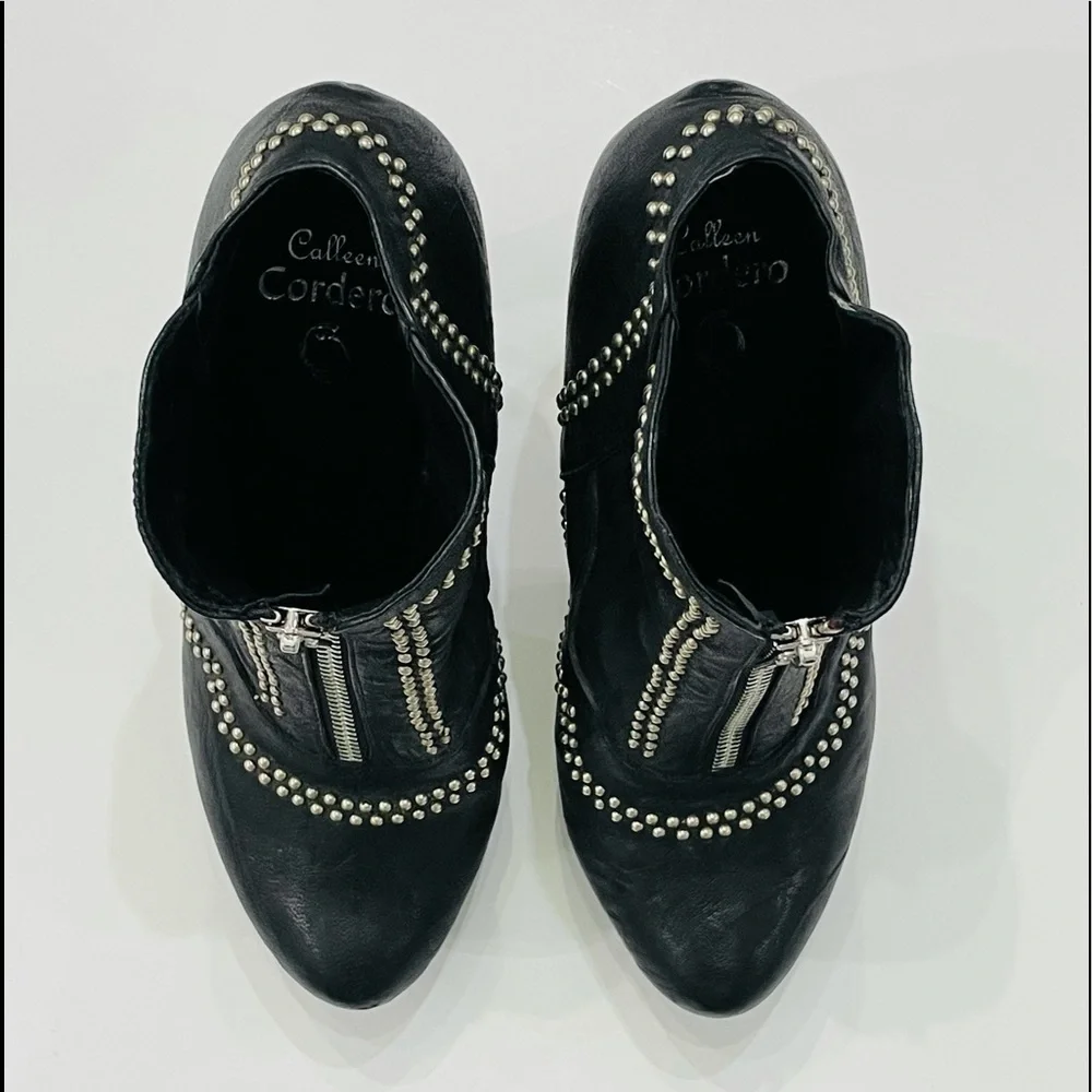 Calleen Cordero Free People Studded Platform Booties Wood Block Heal‎ Size &